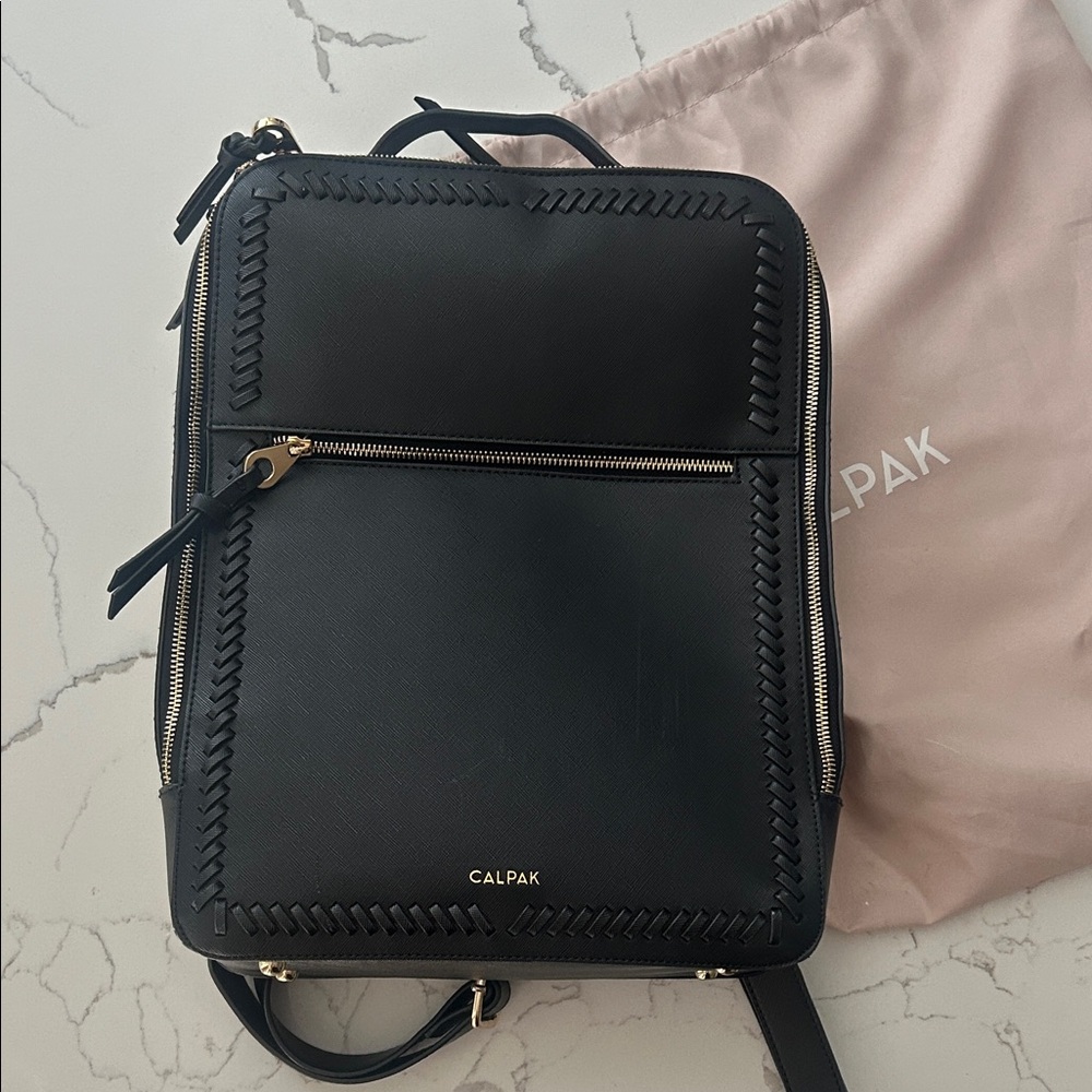 Calpak Black Women's Backpack with Gold Accents
